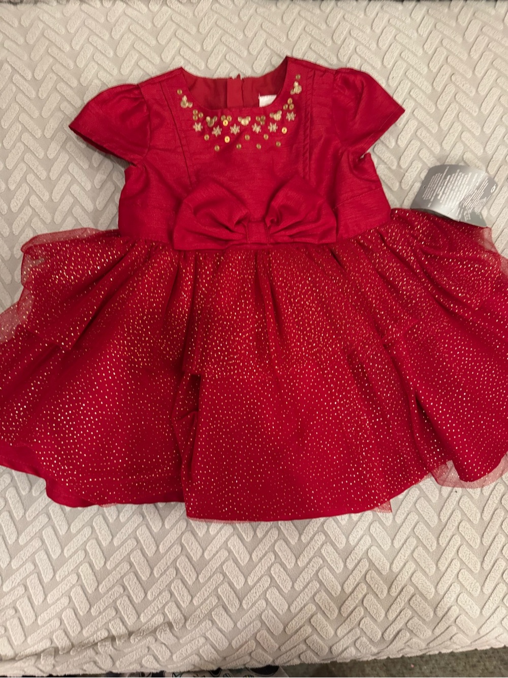 Disney baby gold Mickey fancy red Christmas dress size 9-12 months NWT